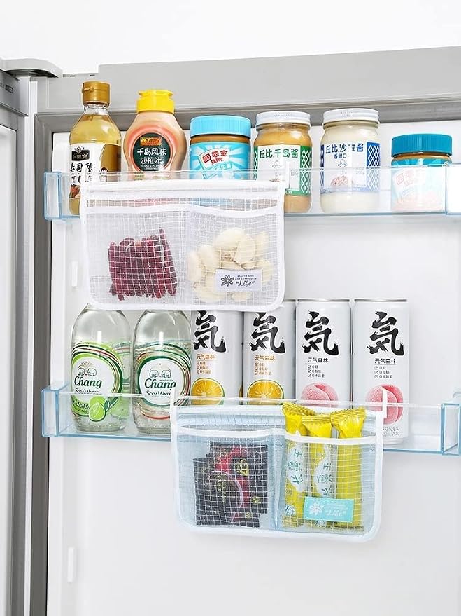 4PCS Refrigerator Door Organizer Set, Fridge Hanging Mesh Bag - Image 7
