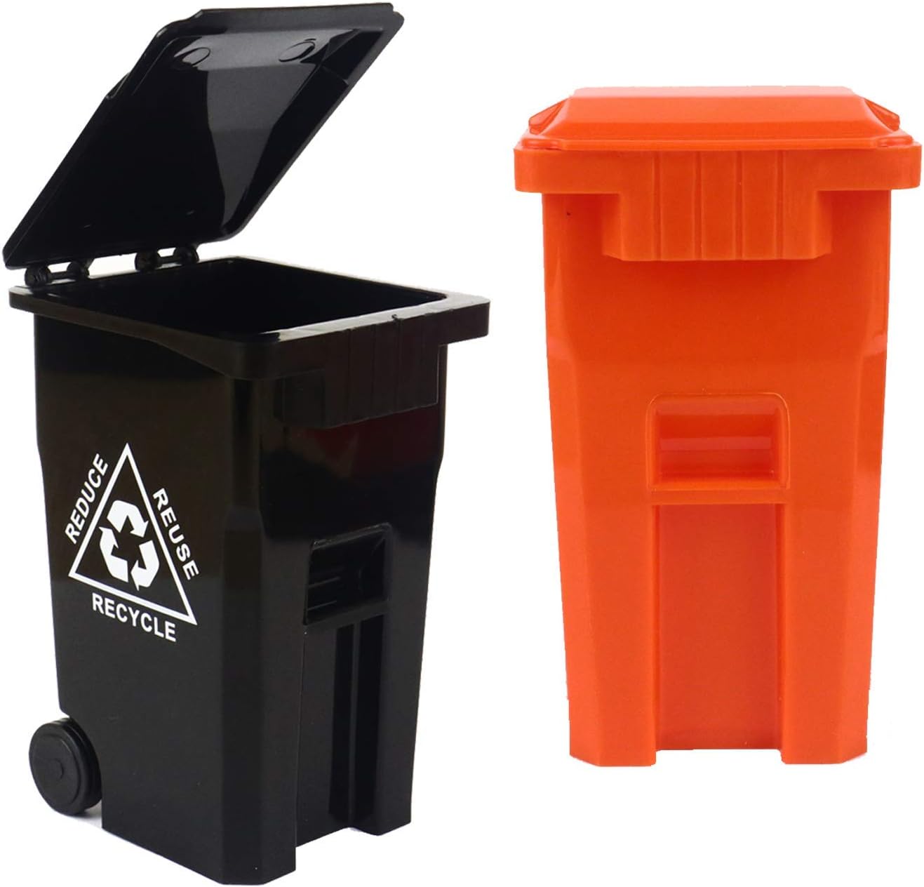 Mini Trash Can Pencil Holder for Desks, Black/Orange