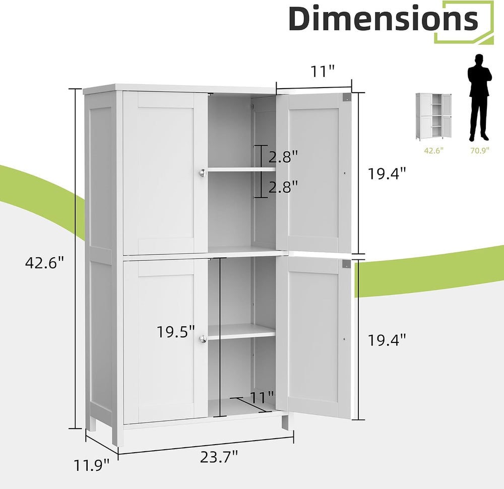 Vongrasig 43" Bathroom Storage Cabinet, Floor Cabinet with Doors, White