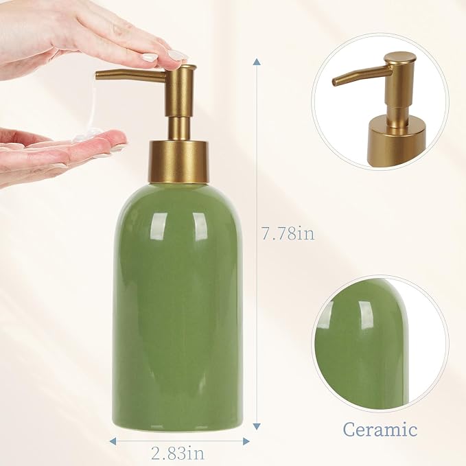 Natheeph 14OZ Ceramic Soap Dispenser Ceramic Soap Pump Dispenser Can Fill Liquid - Image 2