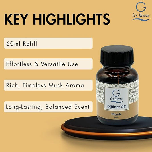 G’s Breeze Musk Diffuser Oil Refill – Warm, Rich & Soothing Musk Scent – Ideal - Image 2