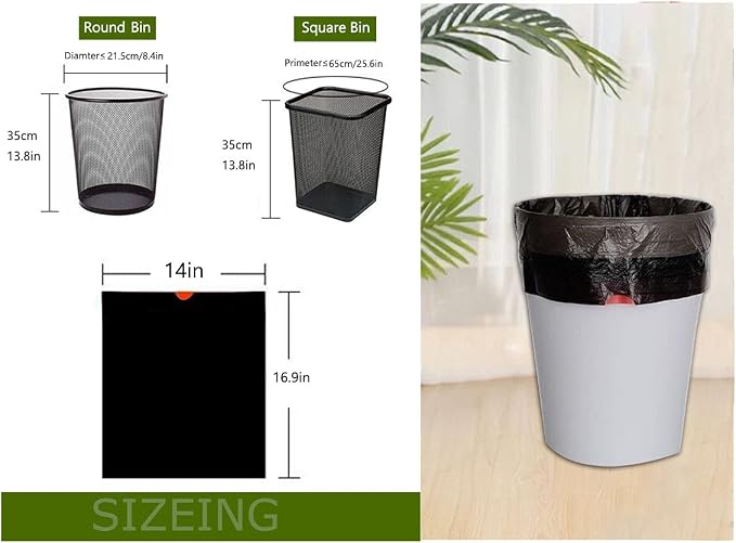 Feisco 1.6 Gallon Black Trash Bag, 6L Drawstring Garbage Bag Trash Can Liner - Image 7