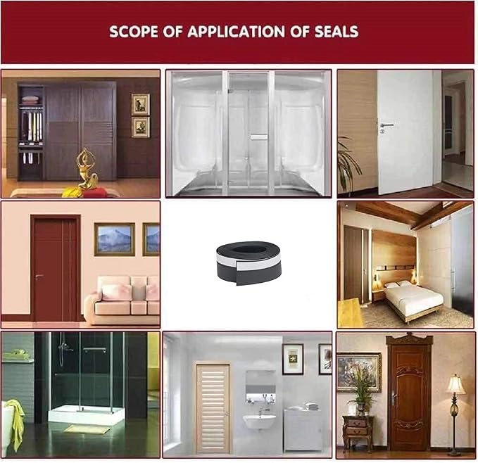 Black Weather Stripping for Window Doors Self Adhesive Weatherstrips 16 Feet - Image 7