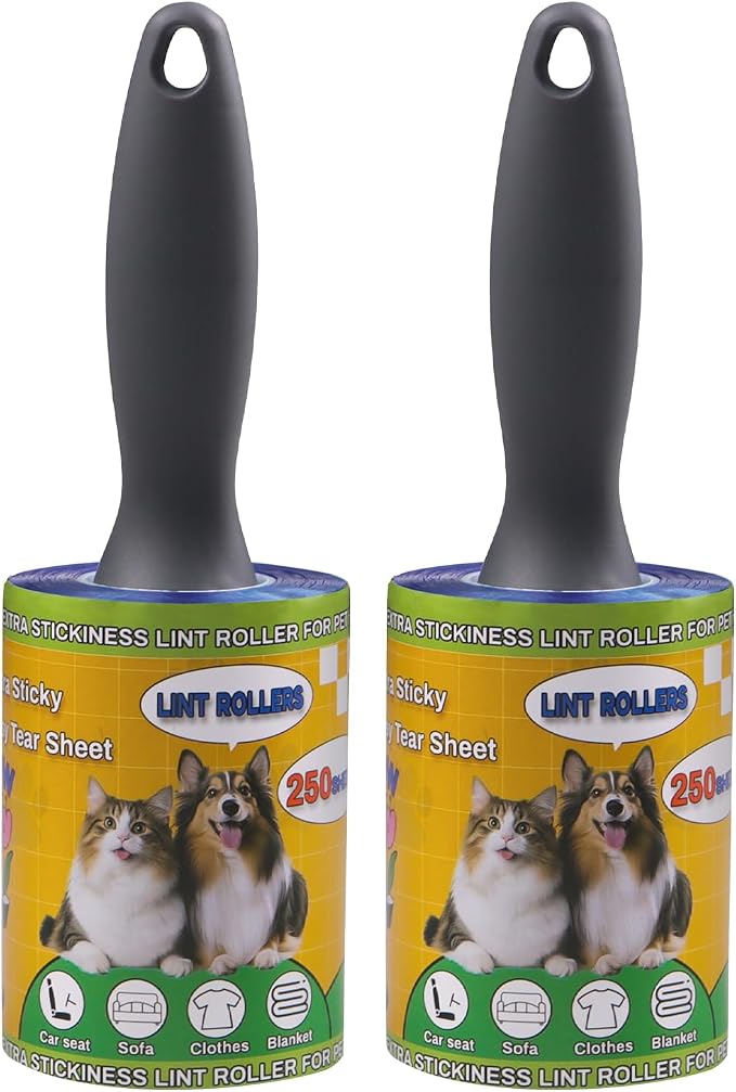 Lint Rollers 2 Pack for Pet Hair 500 Sheets Extra Sticky Pet Hair Remover for by PackYard