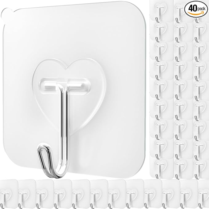 DGYB 40 Pcs Clear Adhesive Hooks by DGYB