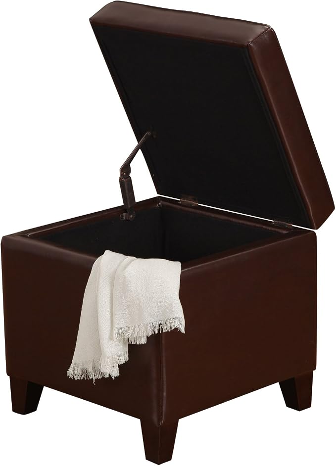 Adeco Bonded Leather Square Tufted Footstool - Image 4