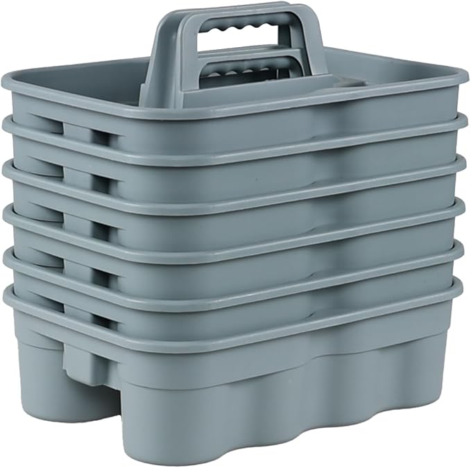 6 Pack Plastic 2 Compartments Cleaning Supplies Caddy, Commercial Carry Caddy - Image 7