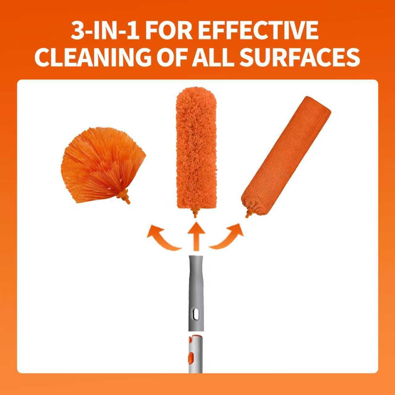 Ceiling Fan Cleaner Duster with 72‘’ Extendable Long Handle Cleaning Duster Kit, Reusable Chenille & Microfiber Mop Head for High Ceiling Fan Blade Wall Blinds Cobweb