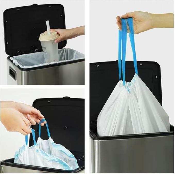 15 Gallon white drawstring trash bags, No tear open large floral scent garbage - Image 9