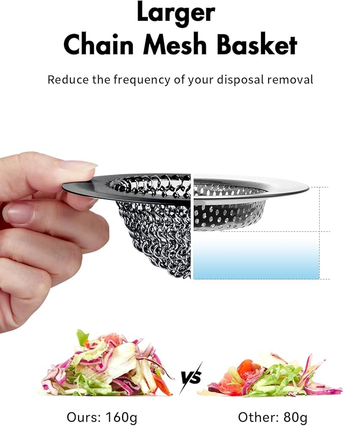 Sink Drain Strainer: Flexible Anti-Slip Chainlink, 304 Stainless Steel. - Image 5