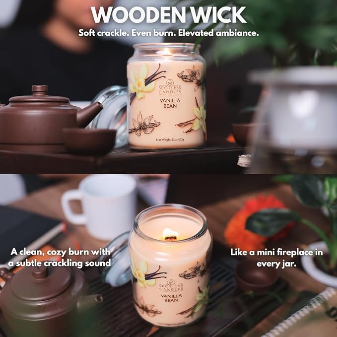 Candle Vanilla Bean 22oz with Wooden Wick in a Presentation Gift Box & - Image 7