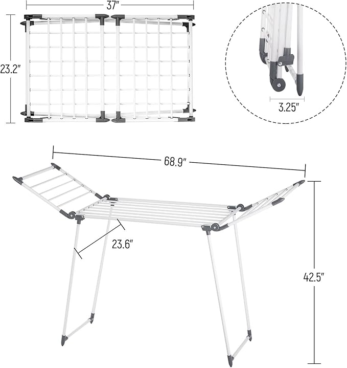Clothes Drying Rack, Gullwing Laundry Rack, Collapsible, Space-Saving Laundry - Image 2