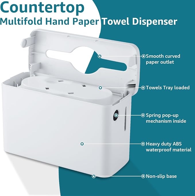 Trifold Paper Towel Dispenser Countertop, 300-Sheet Large Capacity - Image 7