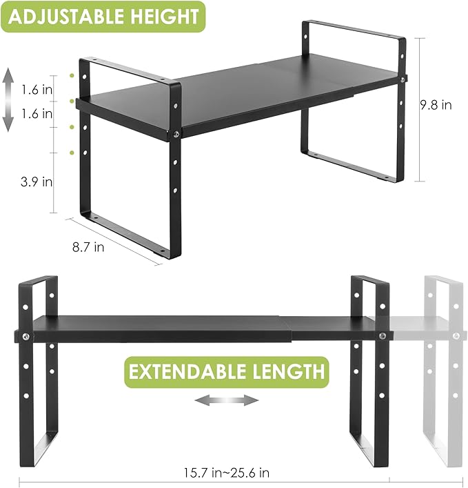 Expandable Cabinet Shelf Organizer Rack, Stackable Kitchen Counter Storage - Image 5