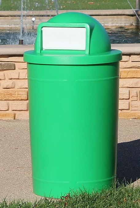 55 Gallon Circle 100% Recycled Plastic Heavy Duty Outdoor Trash Can - Image 3