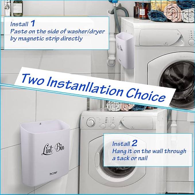 Picowe Magnetic Laundry Storage, Large Lint Holder Bin - Image 6