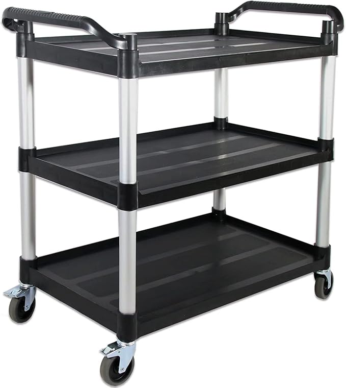 Service Cart with Wheels Lockable Large Size, Plastic Restaurant Cart Heavy Duty by FIHUTED