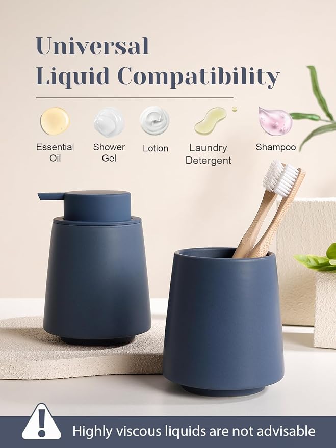 INGOFIN Ceramic Soap Dispenser, 14 oz Bathroom Hand Soap Dispenser, Liquid - Image 7