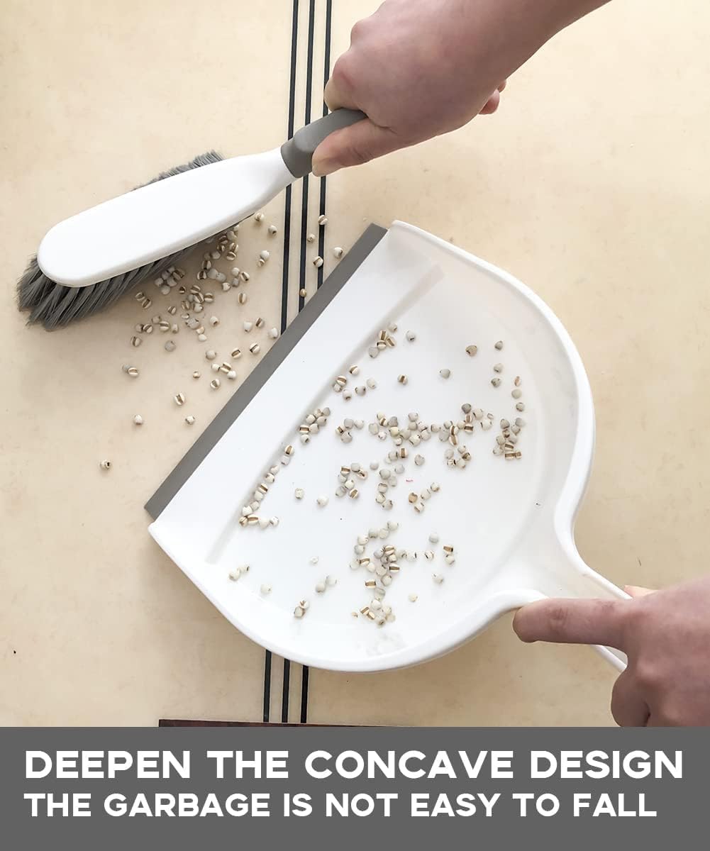 Dust Pan, Dustpan and Brush Set, Small Dust Pan and Brush Set, Hand Broom and Dustpan Set for Home, Handheld Angled Dust Pans and Brooms are Daily Cleaning Tools.Beige Brown