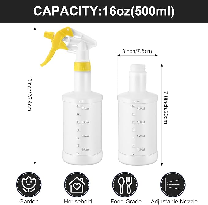 Eccliy 12 Pcs 16 Oz Plastic Spray Bottle, Adjustable Empty Reusable Sprayer - Image 2
