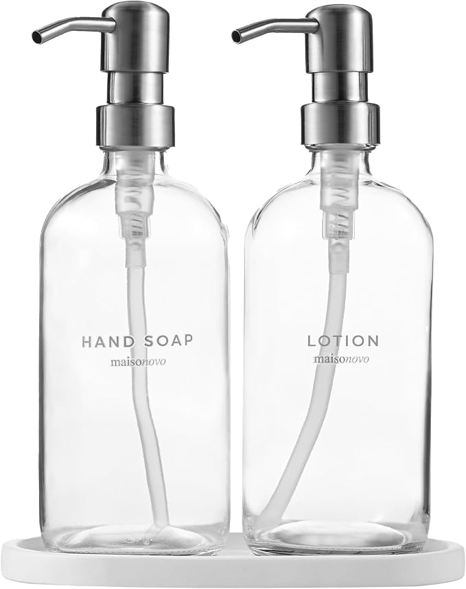 MaisoNovo Soap Dispenser 3-Piece Set | 16.9oz Clear Bottles by MaisoNovo-TheArtofSustainableLiving