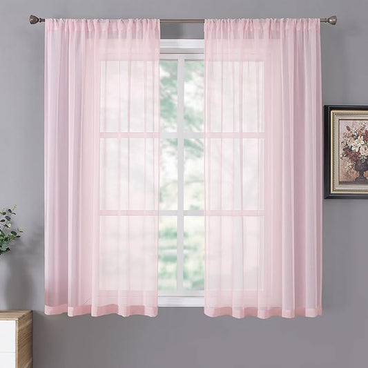 Tollpiz Short Sheer Curtains Living Room Linen Textured Curtain Sheers Light by Tollpiz