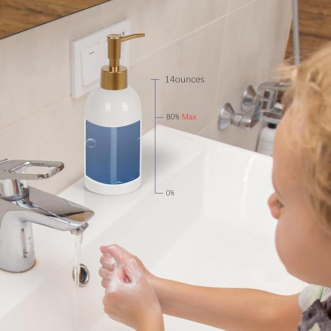 Natheeph 14OZ Ceramic Soap Dispenser Ceramic Soap Pump Dispenser Can Fill Liquid - Image 3