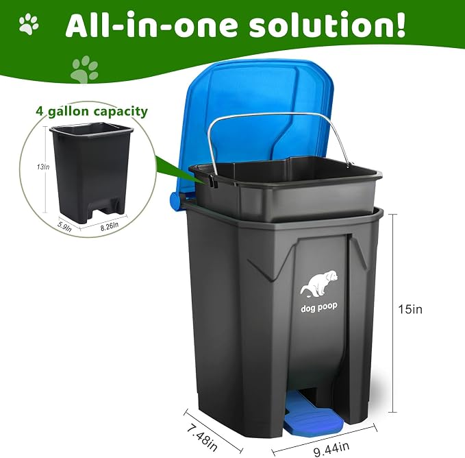 Dog Poop Trash Can Outside, 20L/5Gallon Dog Waste Trash Can - Image 2