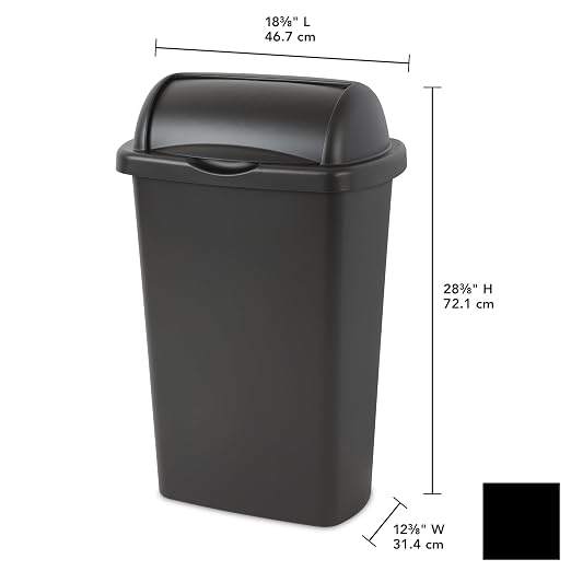 13 Gallon Roll Top Wastebasket – Lift-Open Kitchen Black Trash Can 13 Gallon - Image 3