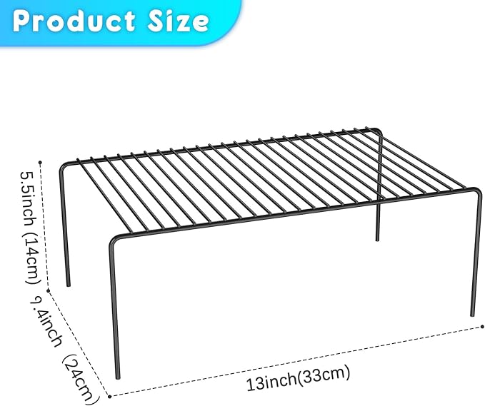 MediumBlack Cabinet Storage Shelf Rack Set of 2, Rustproof Metal Wire Kitchen - Image 3