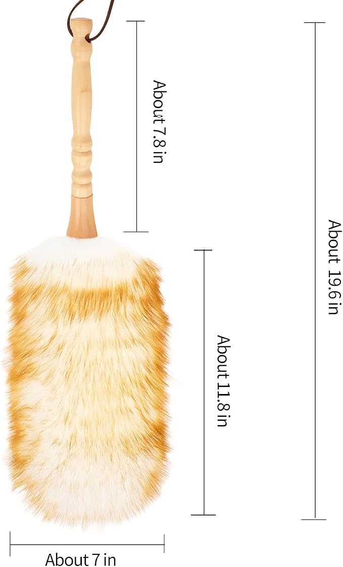 Lambswool Duster with Solid Wooden Handle, Leather Hang Strap, Comfortable - Image 2