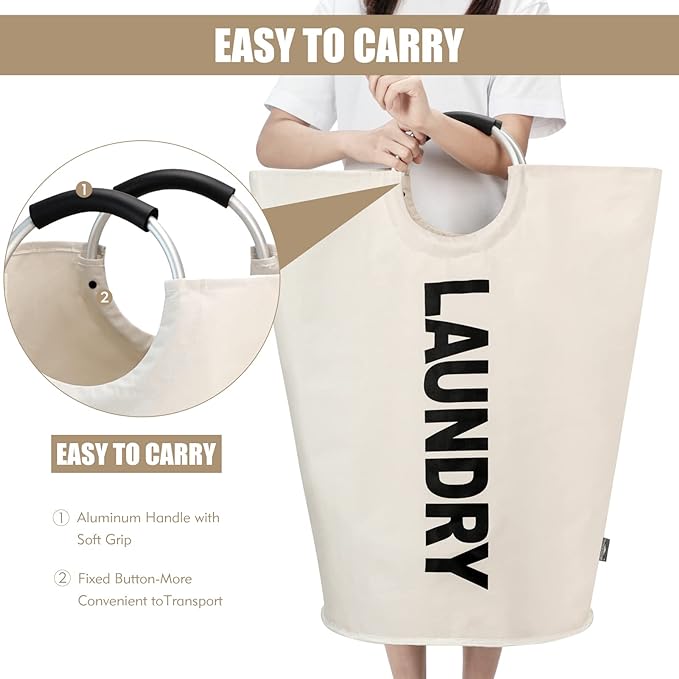 DOKEHOM 90L Large Laundry Basket, Collapsible Laundry Bag, Freestanding Tall - Image 5