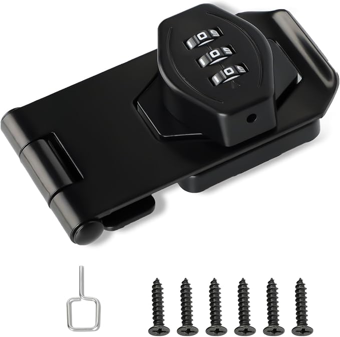 Password Rotary Hasp Locks, Digit Combination Lock Door Security Slide Latch by Mooche
