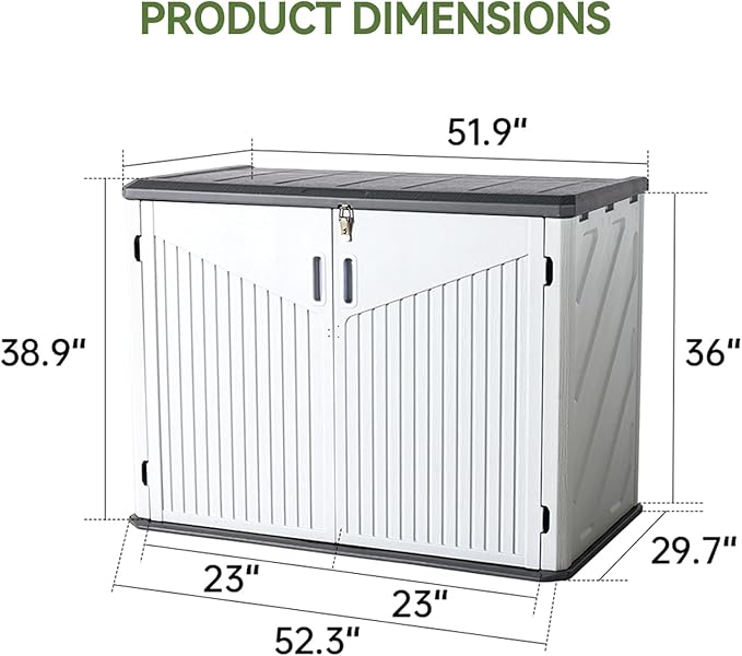 Aoxun Outdoor Storage Cabinet 35 Cu.Ft Outdoor Trash Can Storage Shed - Image 2