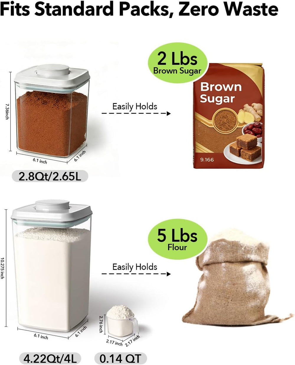Airtight Food Storage Containers Set with One-Touch Lid, 2-Pack (4.22 QT / 4....