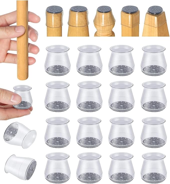 16 Pcs Chair Leg Protectors for Hardwood Floors, Silicone Felt Furniture Leg by OASMU