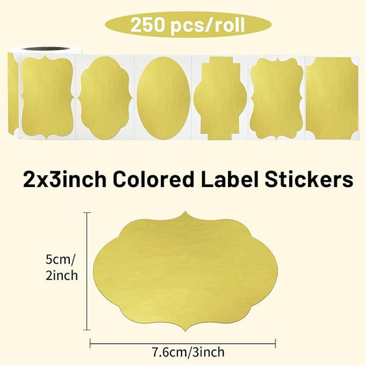 Gold Labels - 250 PCS 3" x 2" Fancy Shape Stickers - Image 2