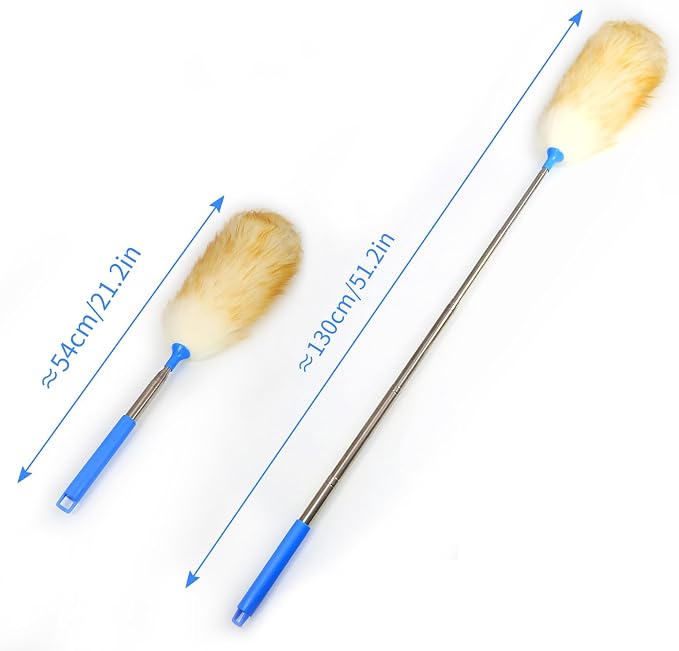 Wool Lambswool Extendable Cleaning Brush Duster 21.2-51.2in, Anti-Static - Image 2