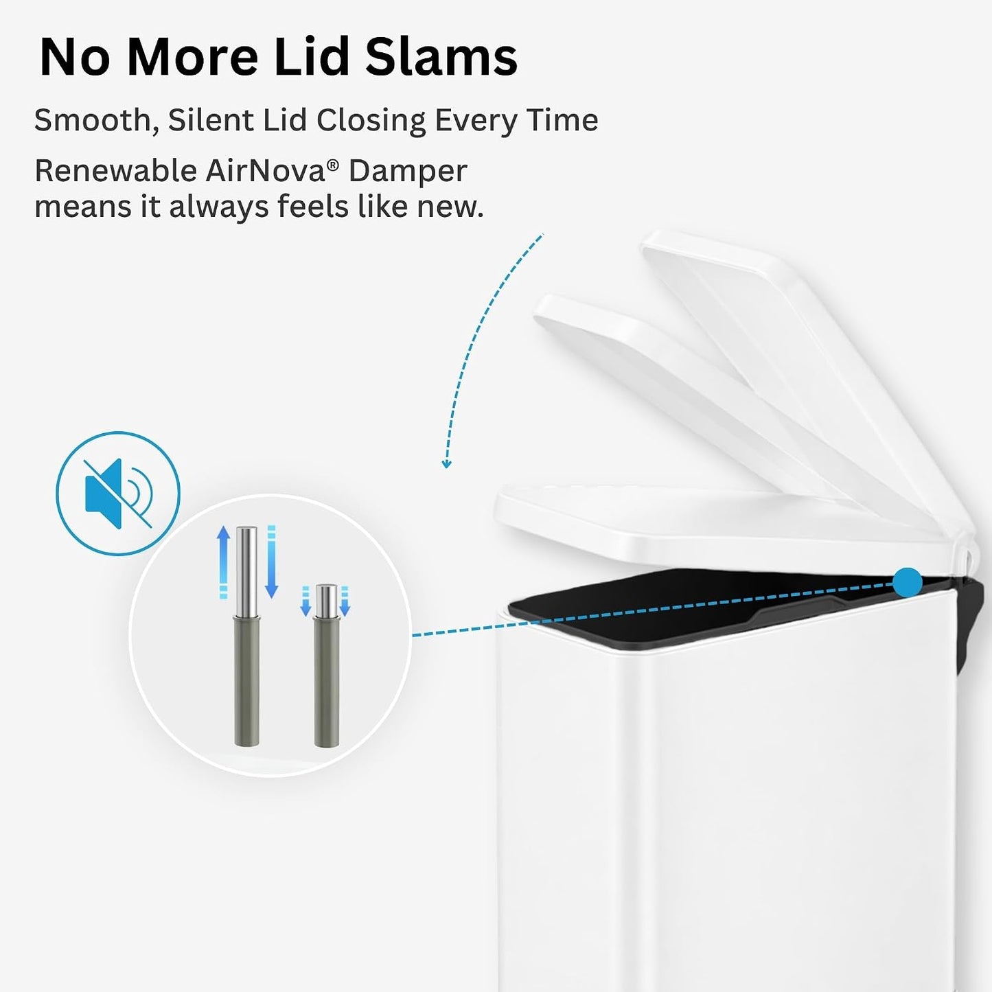iTouchless 3 Gallon Small Wastebasket for Bathroom with Lid, Deodorizer, Soft-Step Stainless Steel Slim Garbage Bin, 11.5L White Small Trash Can, Step Pedal, Minimalist Nursery Decor for Clinic & Spa