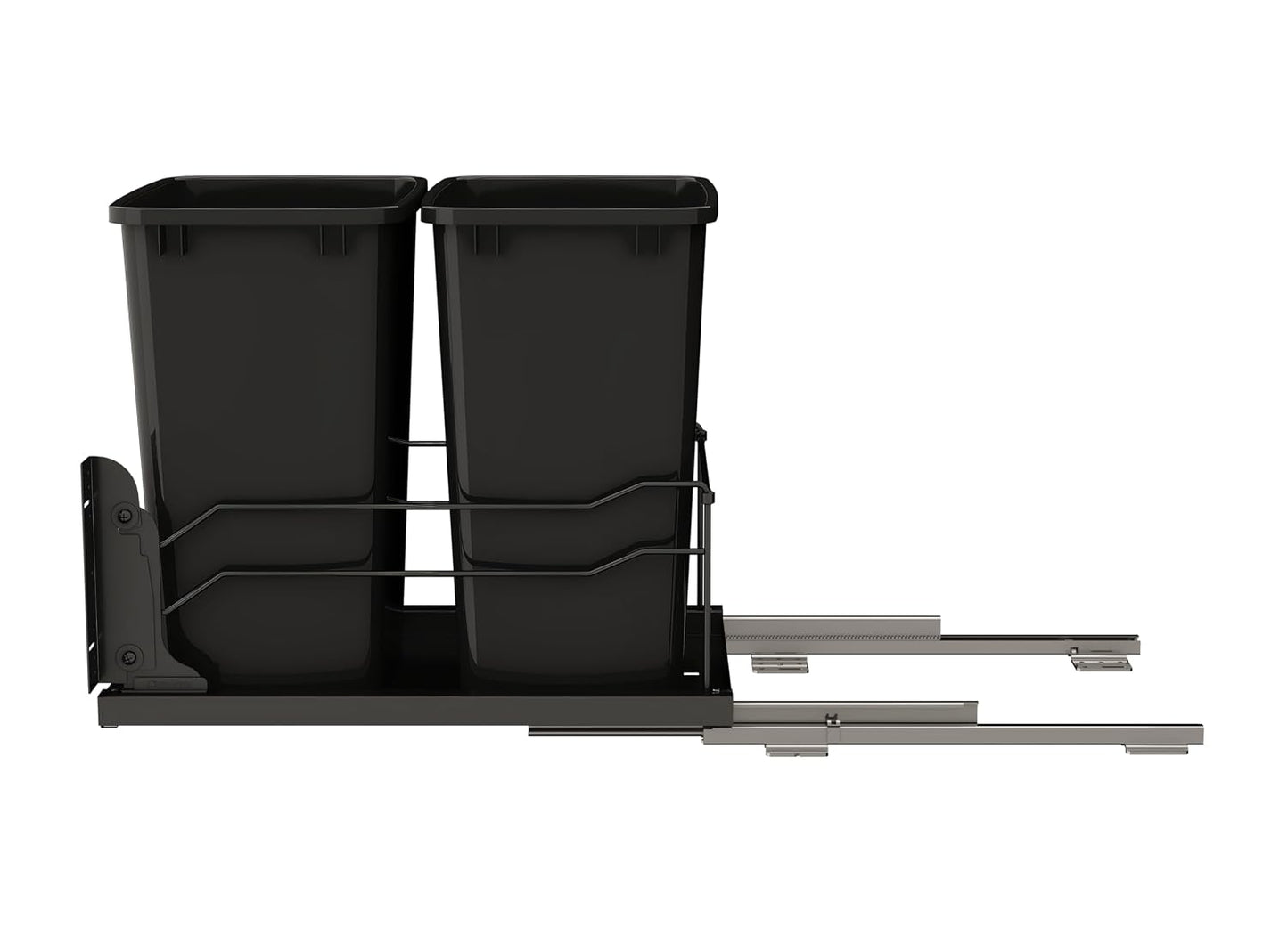 Rev-A-Shelf Double Pullout Trash Can w/Soft-Close Slides, 14.5" Min Opening | Large Capacity Garbage/ Recycling Bins for Full Height Kitchen Cabinets, Heavy Gauge Wire Construction, 53WC-1835SCDM-218