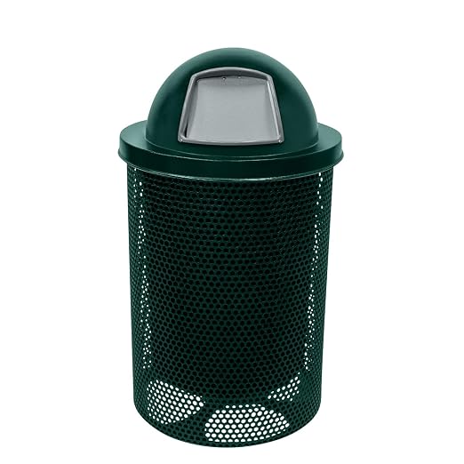 COATEDOUTDOORFURNITURE RDT-P-DGRN Heavy Duty Round Trash Receptacle by CoatedOutdoorFurniture