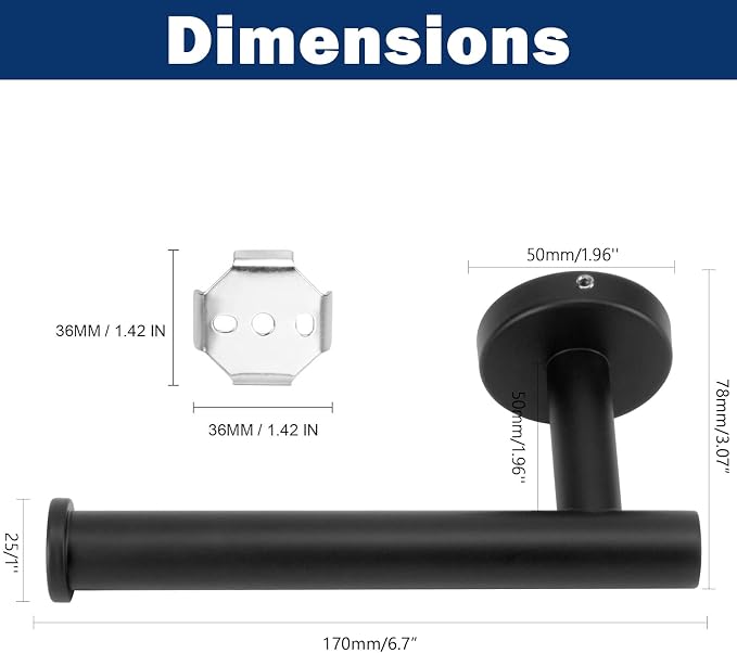 NearMoon Bathroom Toilet Paper Holder, Premium SUS304 Stainless Steel Rustproof - Image 6