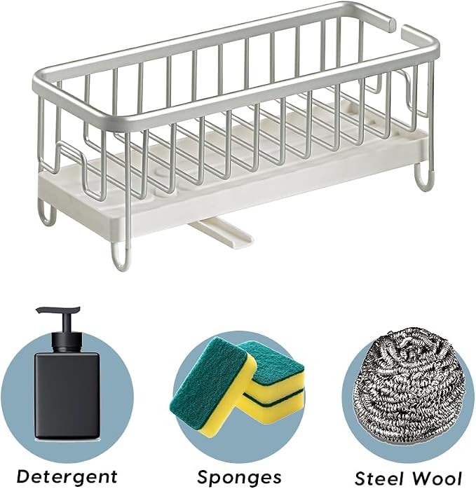SunnyPoint Never Rust Aluminum Utensil, Sink Cleaning Tools Holder - Image 3