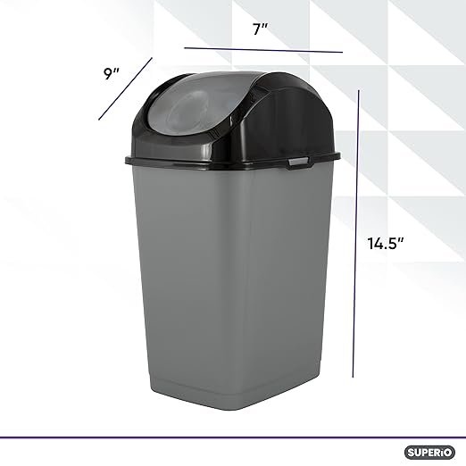 Superio Small 2.5 Gallon Plastic Trash Can - Image 2