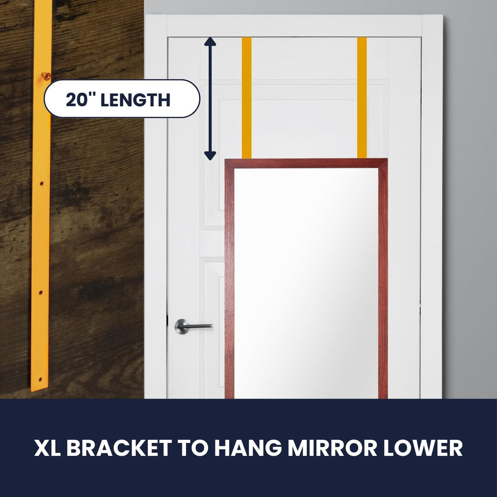 [XL Heavy Duty] 20" WHITE Over-The-Door Mirror Hanger Set (Extra Wide) w...