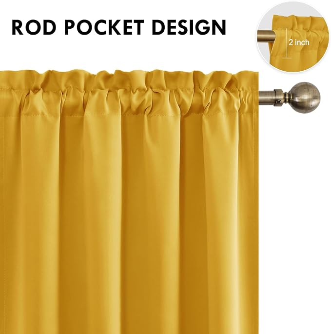 DWCN Yellow Room Darkening Blackout Curtains - Image 4