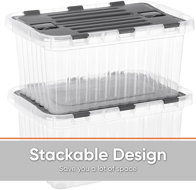 Superio Storage Bins with Lids, Stackable Totes, BPA Free, Odor Free, Organizer - Image 4