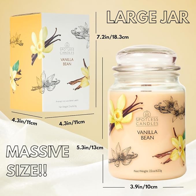 Candle Vanilla Bean 22oz with Wooden Wick in a Presentation Gift Box & - Image 4