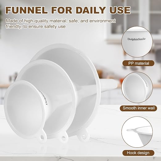 Plastic Kitchen Funnel Set of 3, Round Kitchen Funnels - Image 3