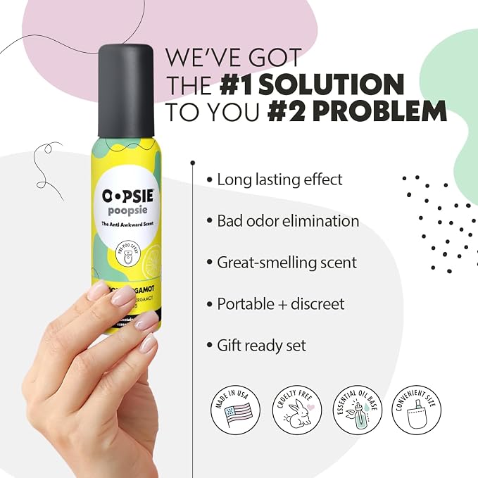 OOPSIE POOPSIE - Lemon Bergamont - Before & After You Go Toilet Spray 2oz - - Image 2
